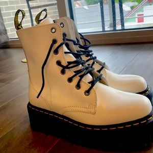 Doc Marten white chunky heel boot